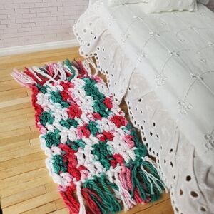 Miniature Dollhouse Handmade Multicolor Crochet Rug 1:12 Scale